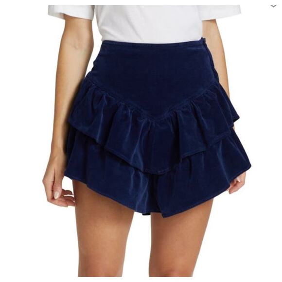 Mother skirt ruffled corduroy miniskirt blue size 28 - Picture 1 of 6